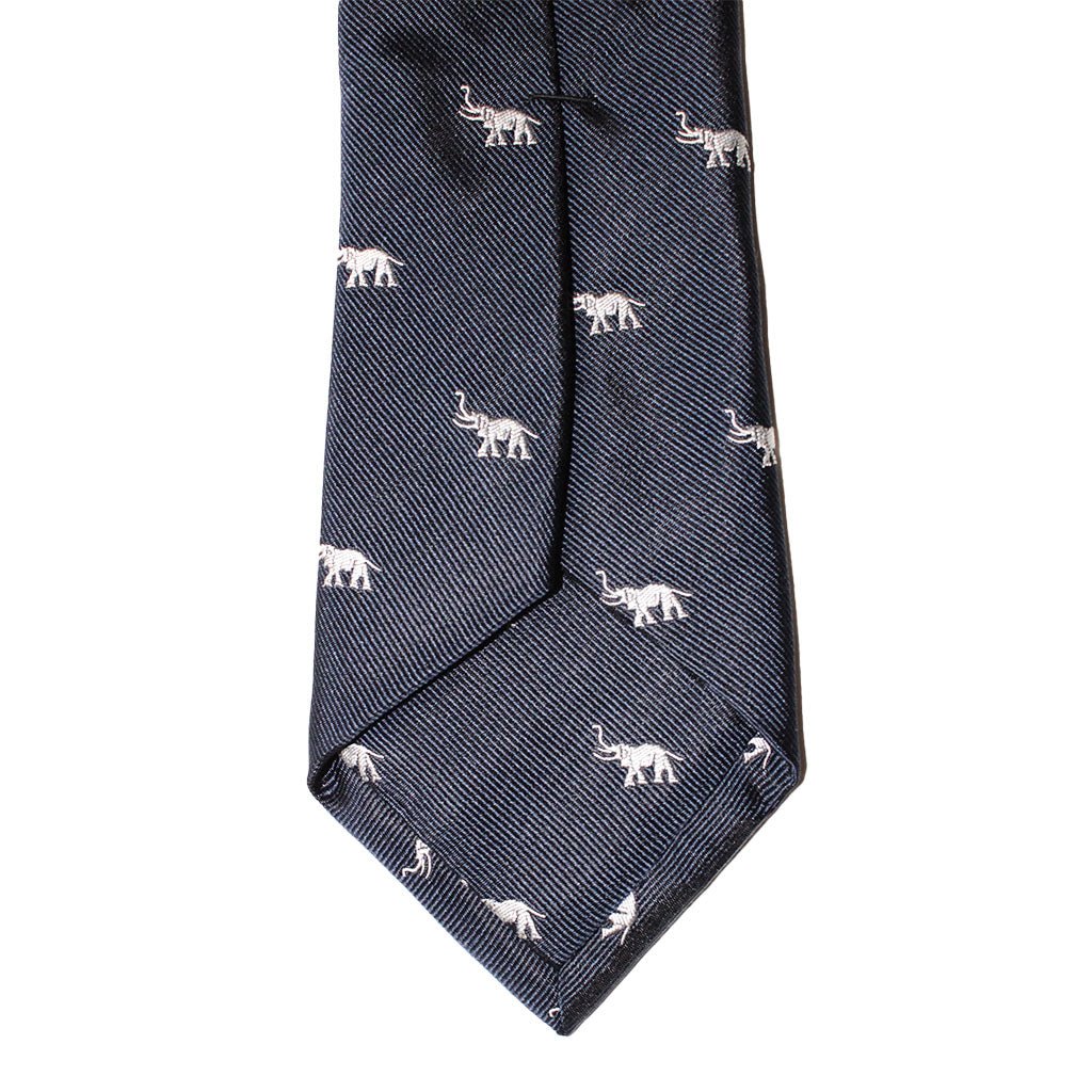 HEMLEY Elephant Silk Tie NAVY - Henry Bucks