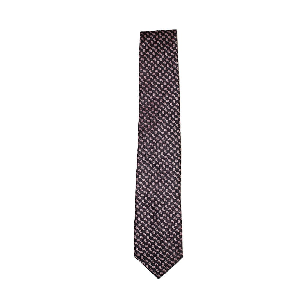 HEMLEY Micro Paisley Silk Tie BLACK/PINK - Henry Bucks