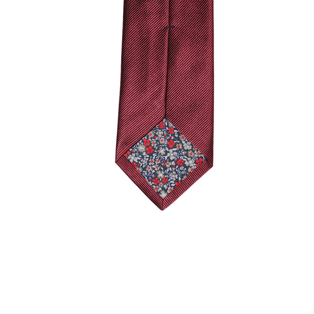 HEMLEY Micro Stripe Silk Tie DARK RED - Henry Bucks