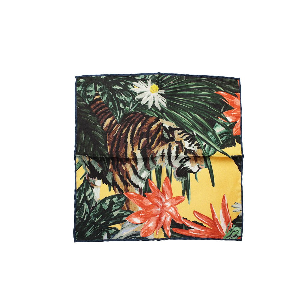 HEMLEY Printed Silk Pocket Square MULTI - Henry Bucks