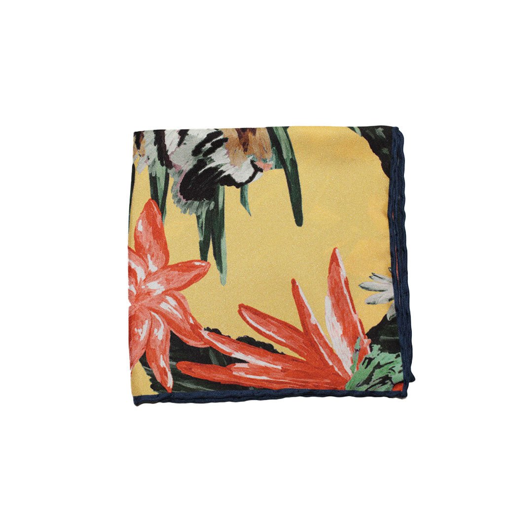 HEMLEY Printed Silk Pocket Square MULTI - Henry Bucks