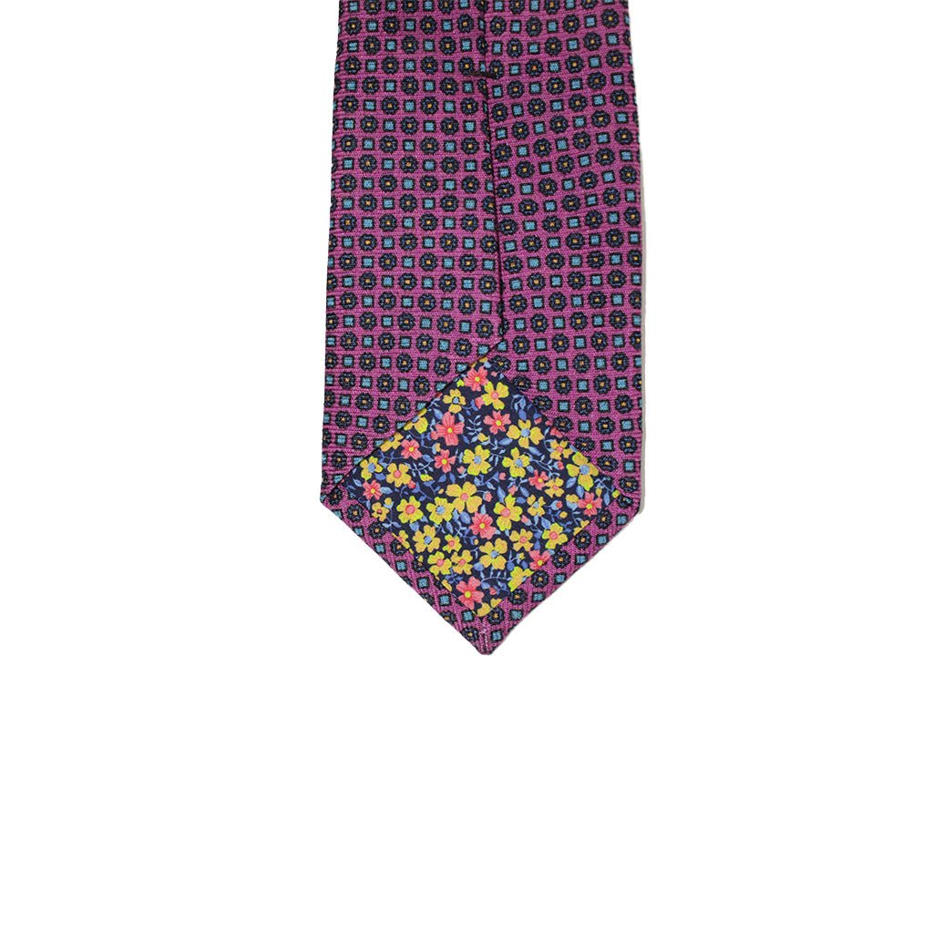 HEMLEY Printed Silk Tie BLUE/PURPLE - Henry Bucks