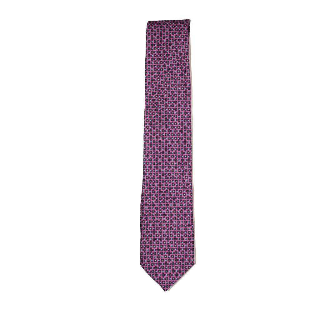 HEMLEY Printed Silk Tie BLUE/PURPLE - Henry Bucks