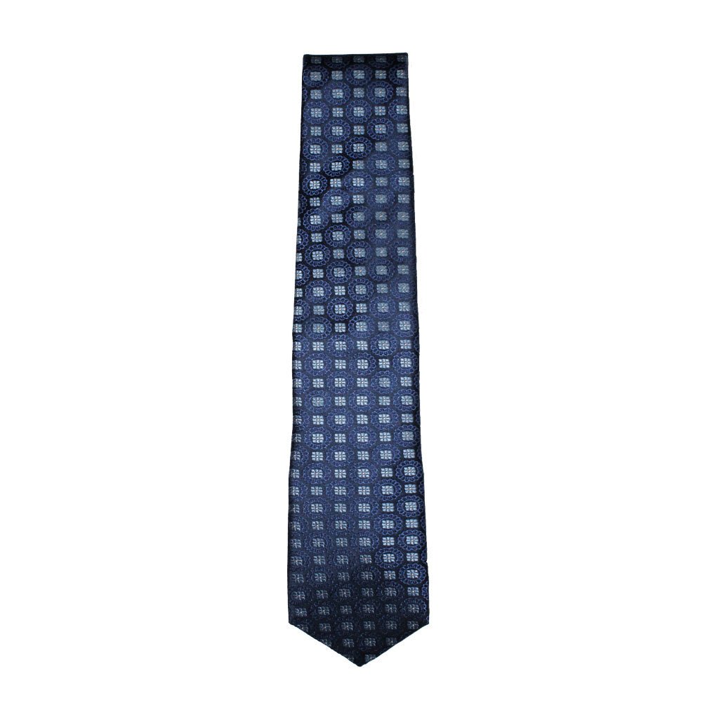 HEMLEY Printed Silk Tie NAVY/BLUE - Henry Bucks