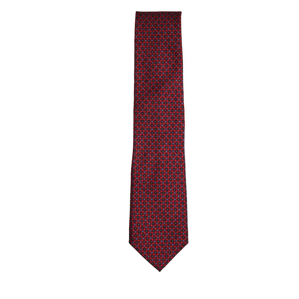 HEMLEY Printed Silk Tie RED/BLUE - Henry Bucks