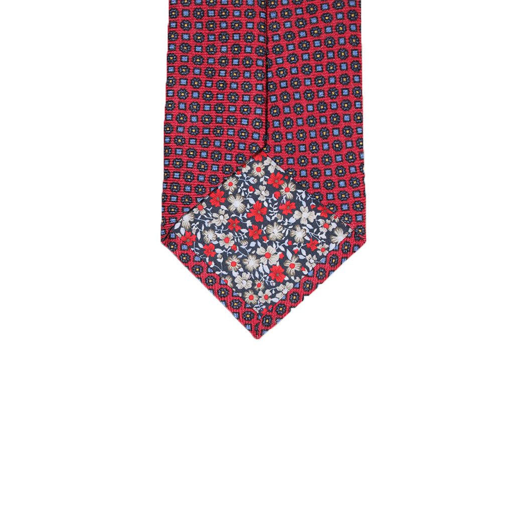 HEMLEY Printed Silk Tie RED/BLUE - Henry Bucks