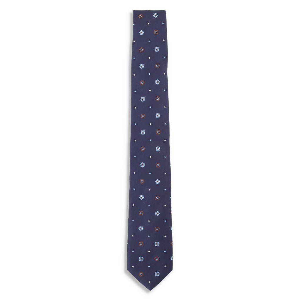 HEMLEY Silk Floral Tie NAVY - Henry Bucks