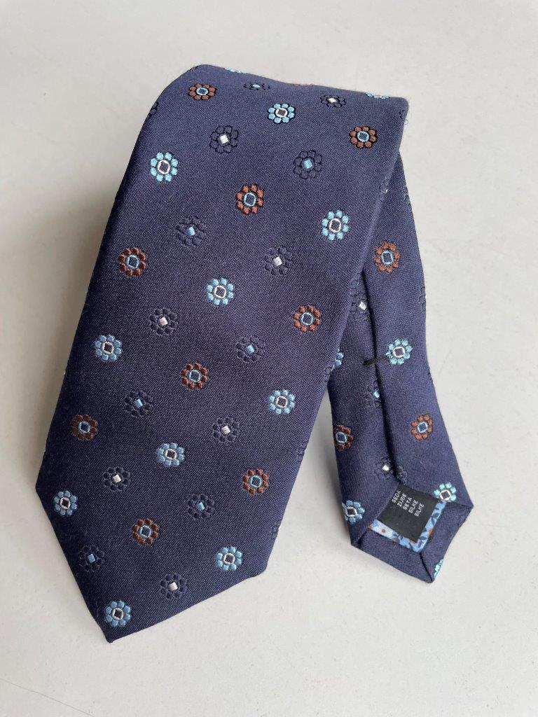 HEMLEY Silk Floral Tie NAVY - Henry Bucks