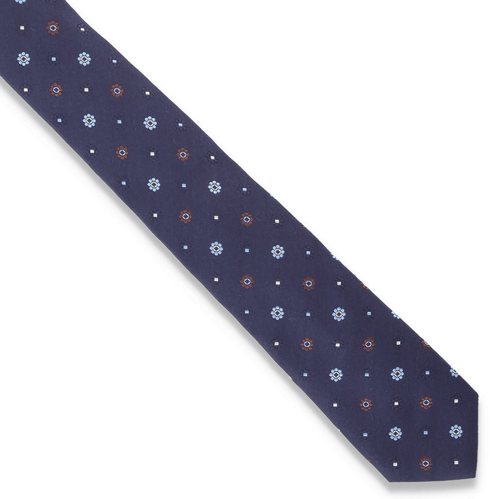 HEMLEY Silk Floral Tie NAVY - Henry Bucks