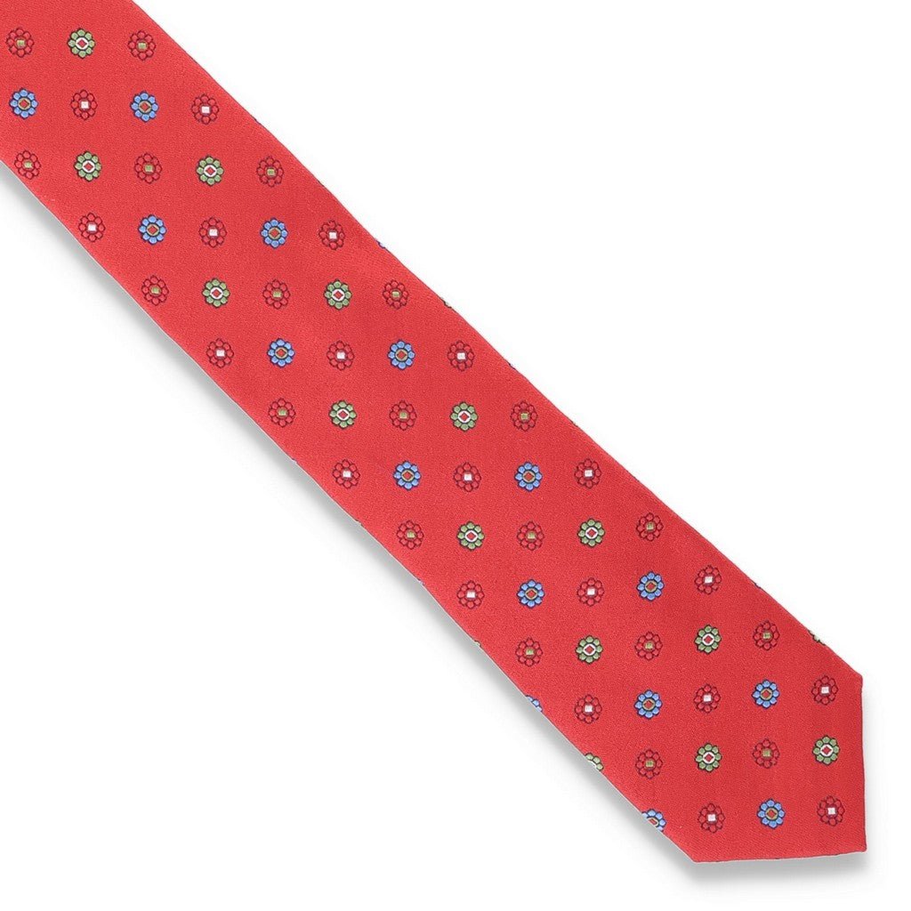HEMLEY Silk Floral Tie RED - Henry Bucks