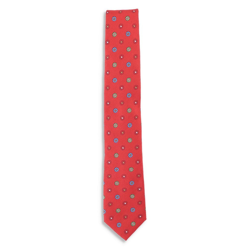 HEMLEY Silk Floral Tie RED - Henry Bucks
