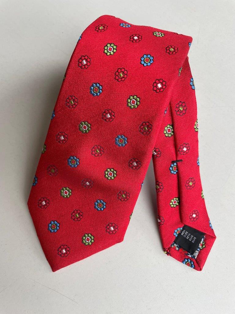 HEMLEY Silk Floral Tie RED - Henry Bucks