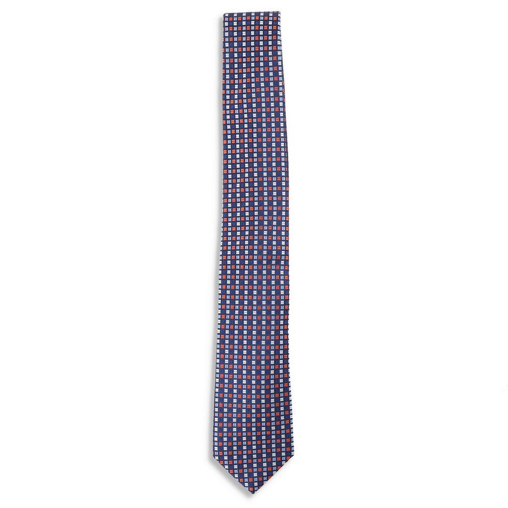 HEMLEY Silk Geometric Tie NAVY - Henry Bucks