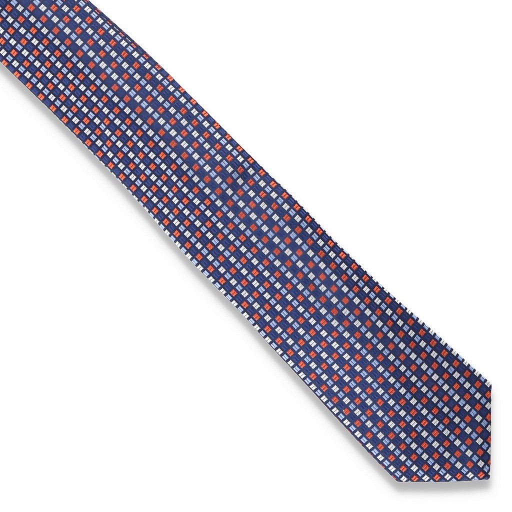 HEMLEY Silk Geometric Tie NAVY - Henry Bucks