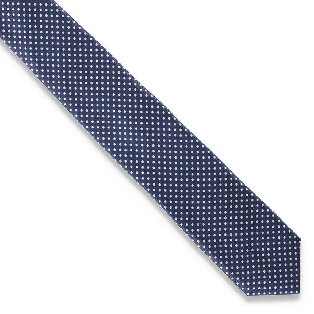 HEMLEY Silk Spot Tie NAVY/GREY - Henry Bucks