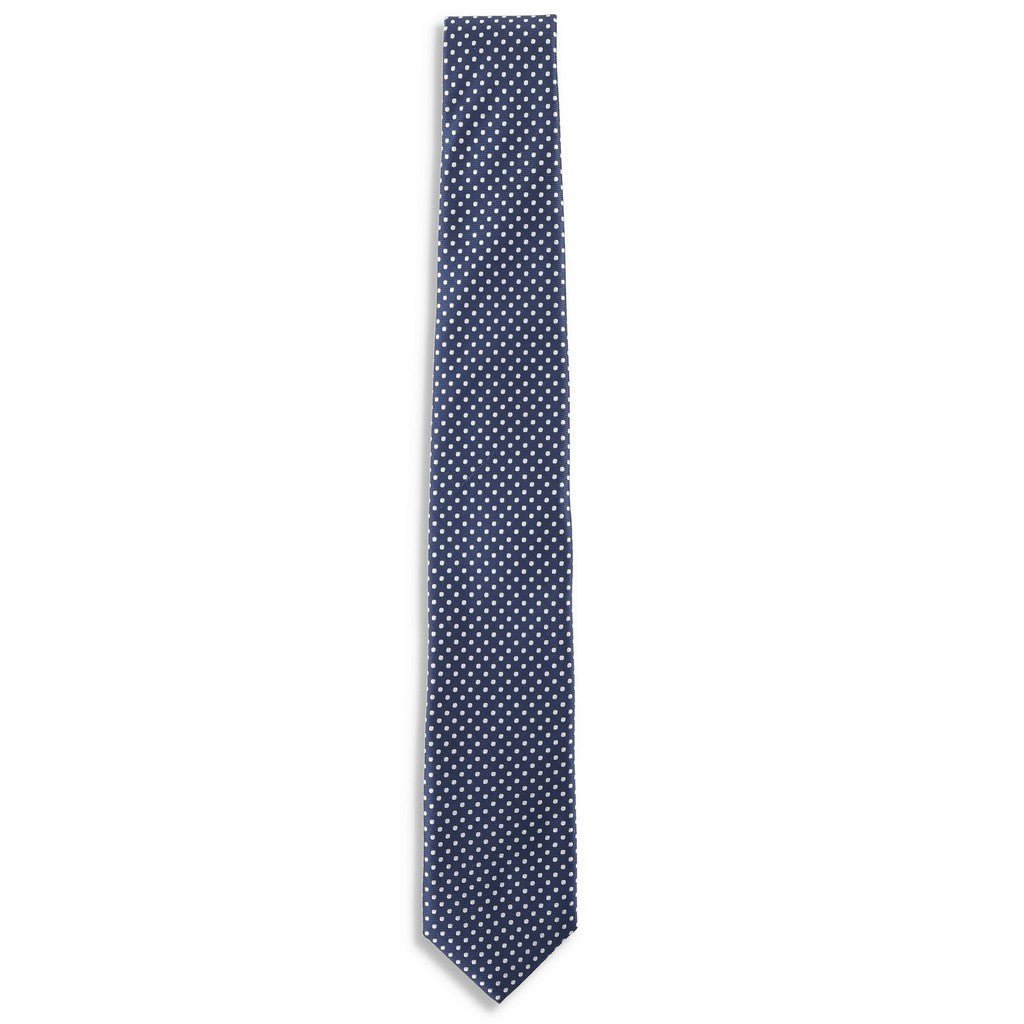 HEMLEY Silk Spot Tie NAVY/GREY - Henry Bucks