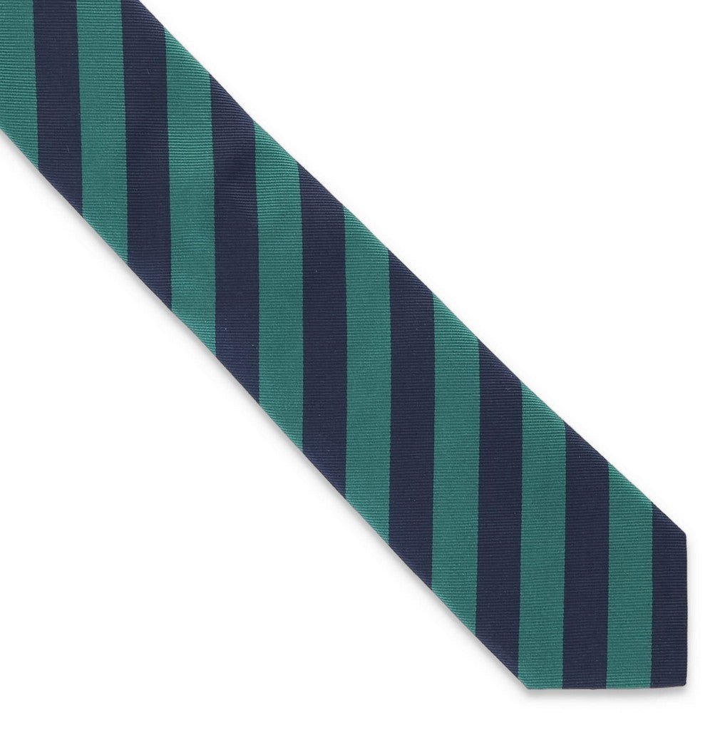 HEMLEY Silk Stripe Tie GREEN STRIPE - Henry Bucks