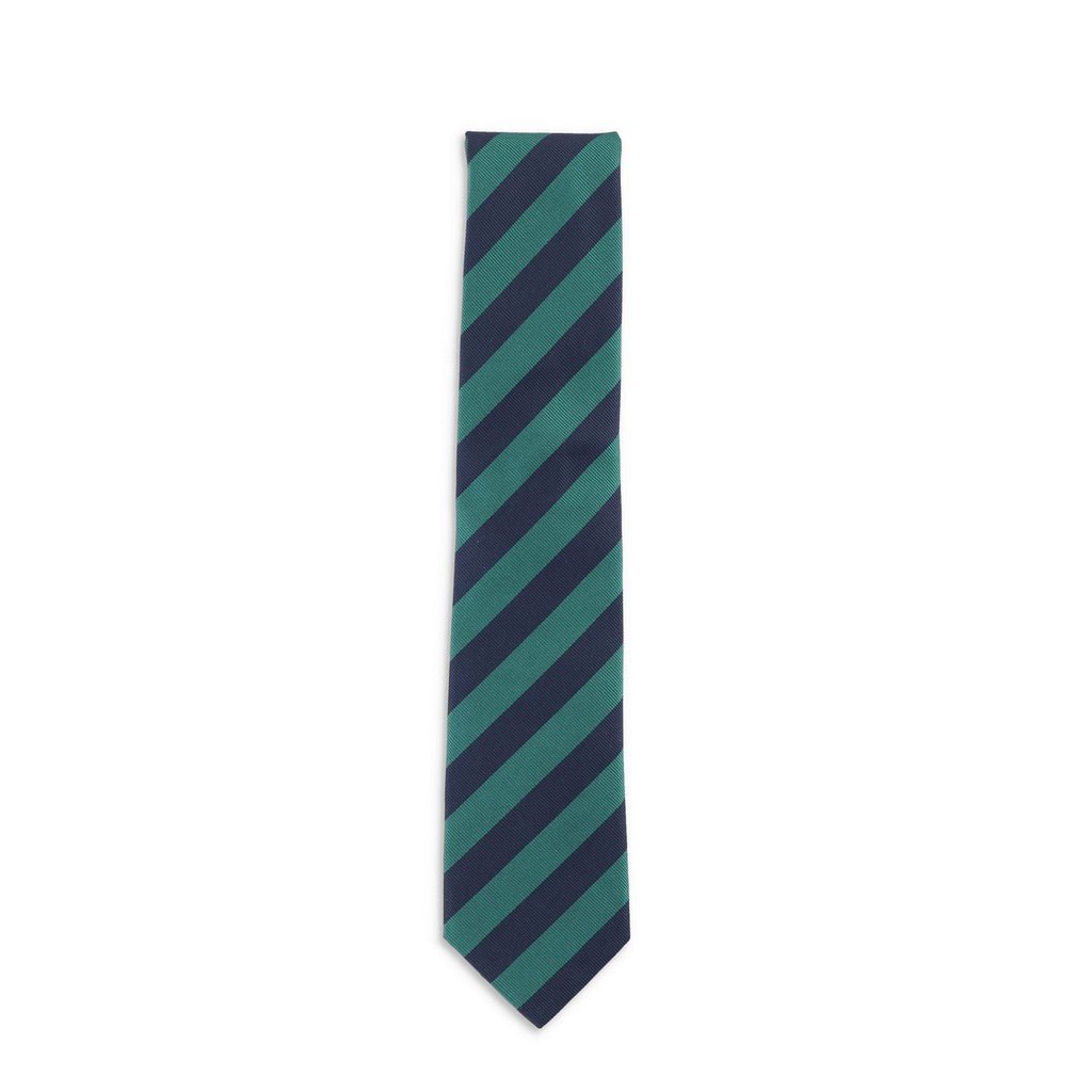 HEMLEY Silk Stripe Tie GREEN STRIPE - Henry Bucks