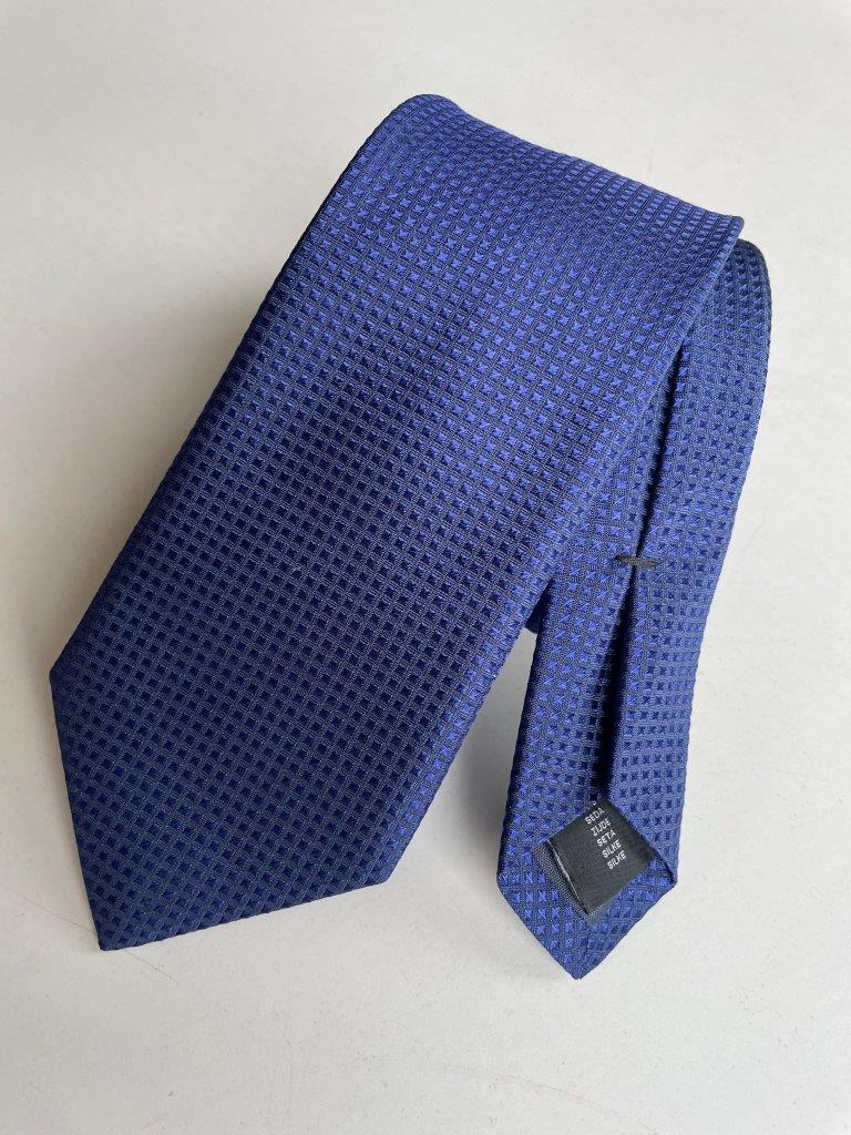 HEMLEY Silk Textured Tie ROYAL NAVY - Henry Bucks