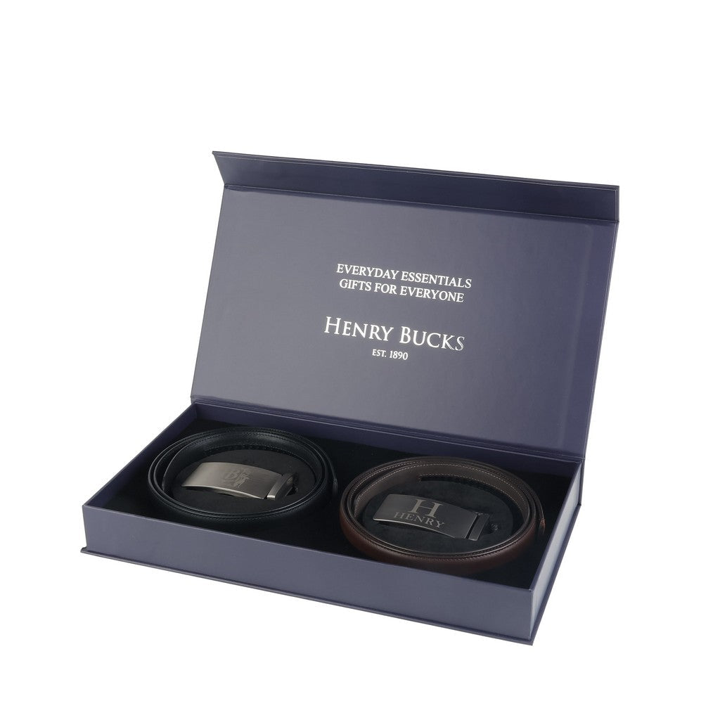 HENRY BUCKS Adjustable Belt Set of 2 BLACK/DARK BROWN - Henry Bucks