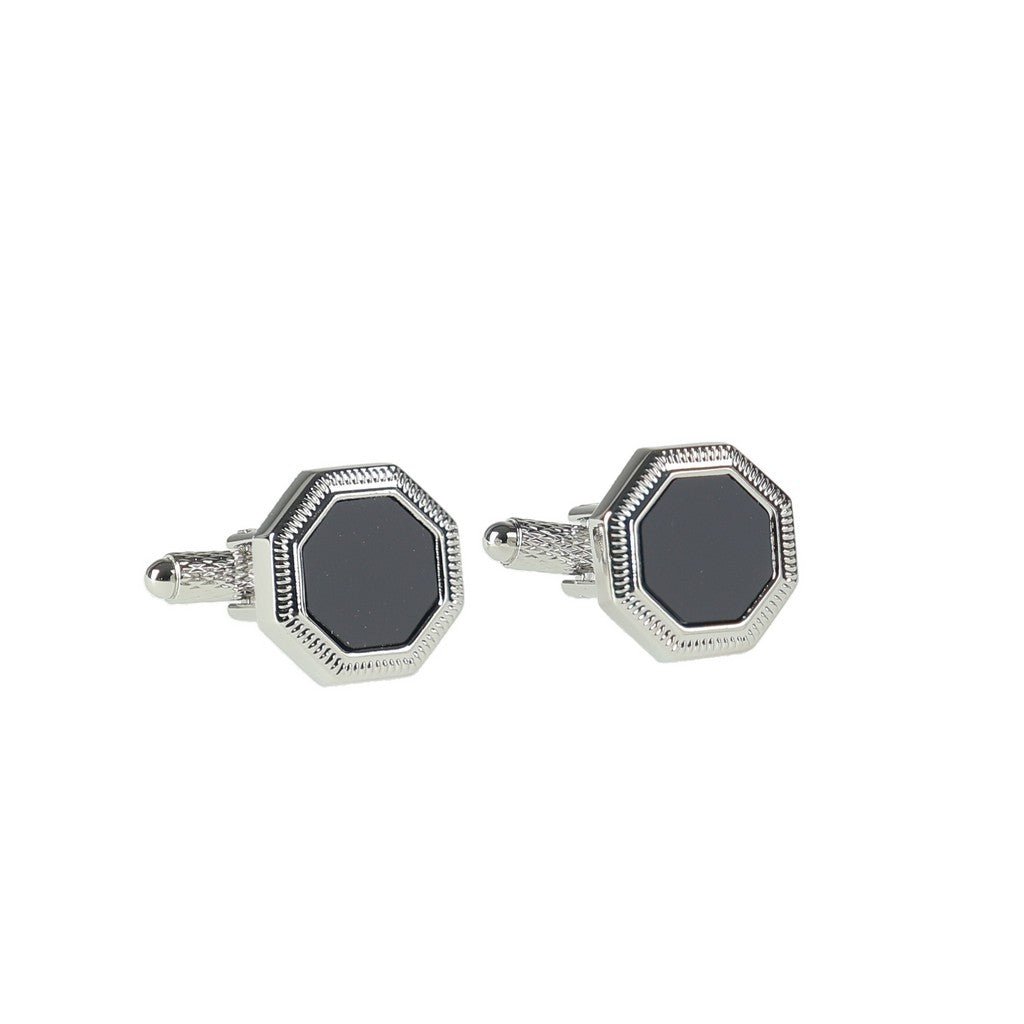 HENRY BUCKS Brass Cufflink SILVER/BLACK - Henry Bucks