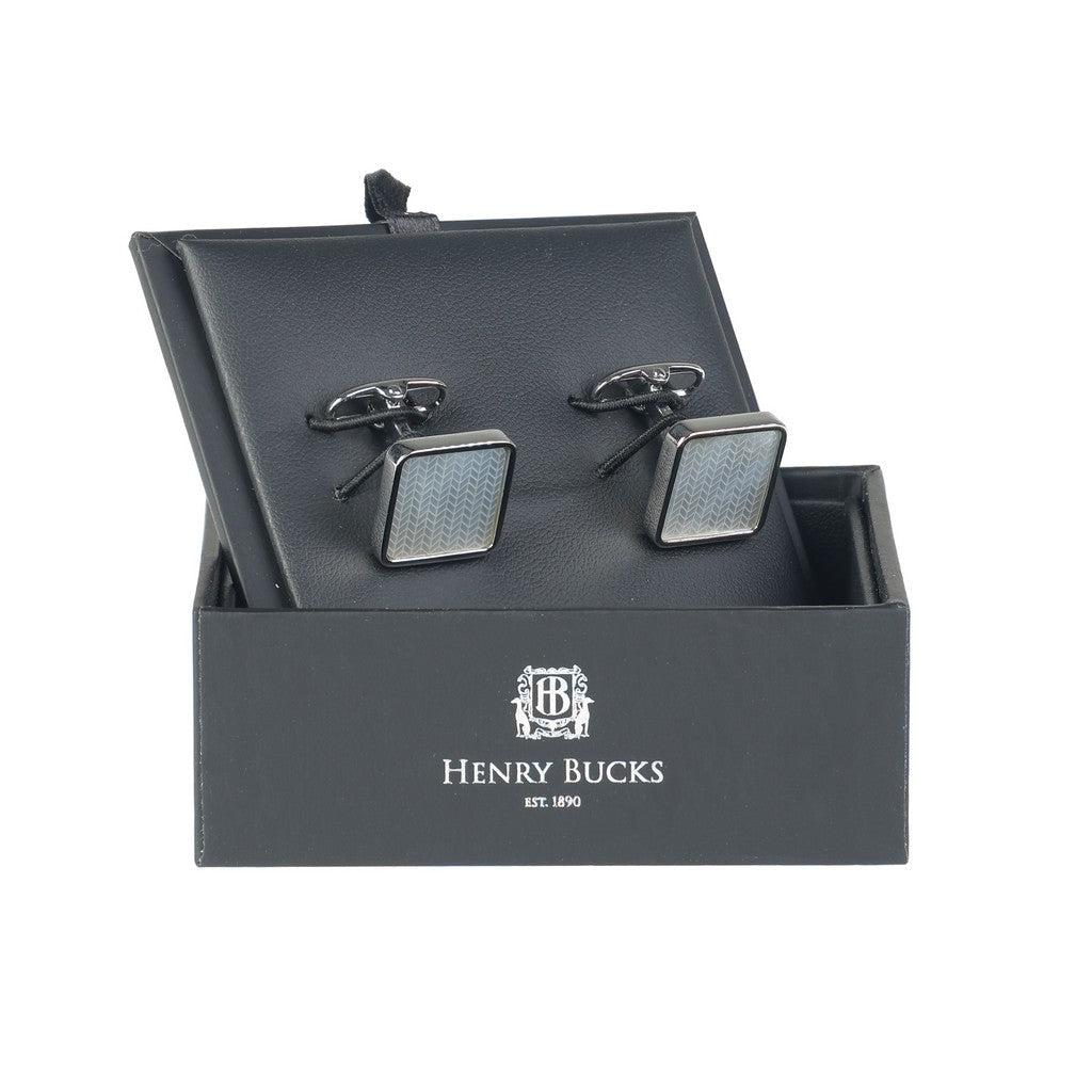 HENRY BUCKS Brass Cufflink SILVER/WHITE - Henry Bucks