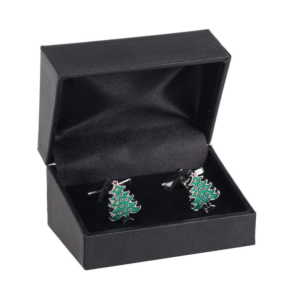 HENRY BUCKS Christmas Tree Cufflink SILVER/GREEN - Henry Bucks