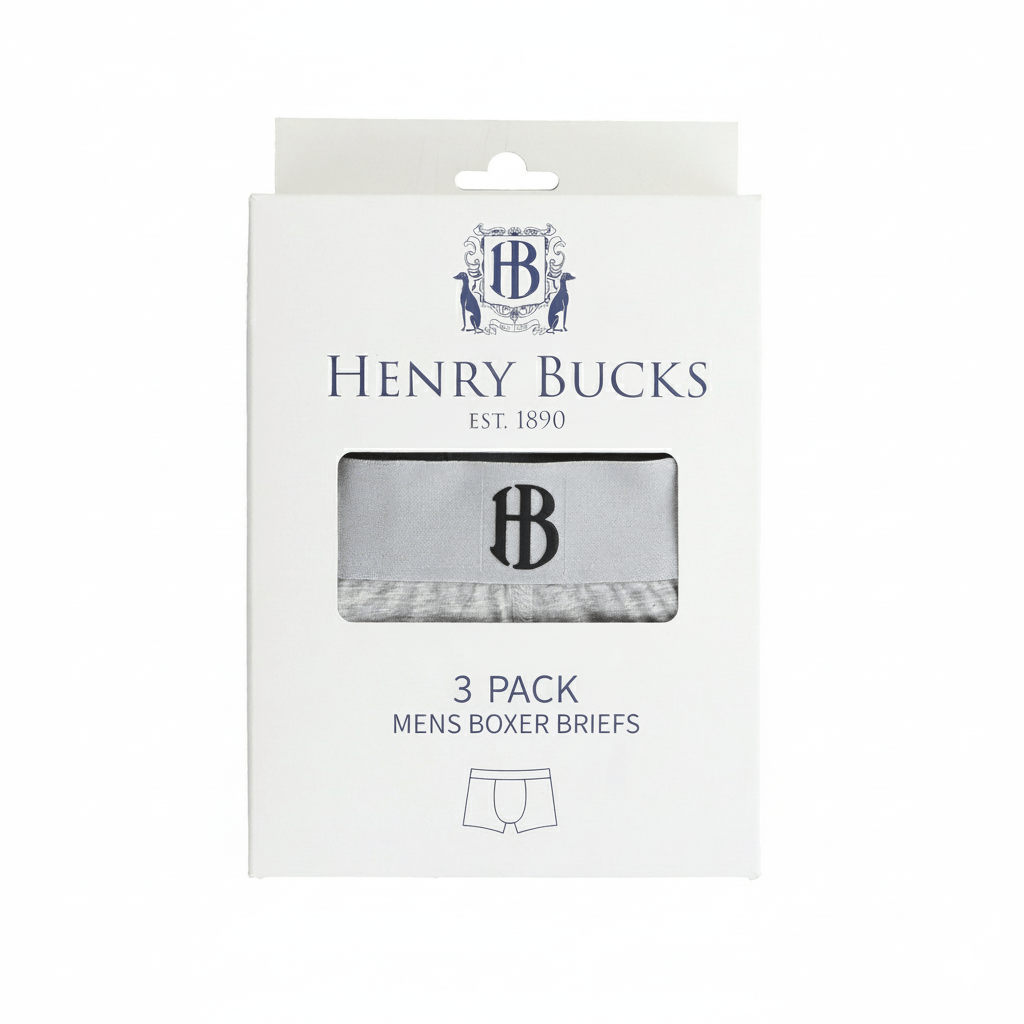 HENRY BUCKS Cotton Underwear Pack of 3 GREY - Henry Bucks