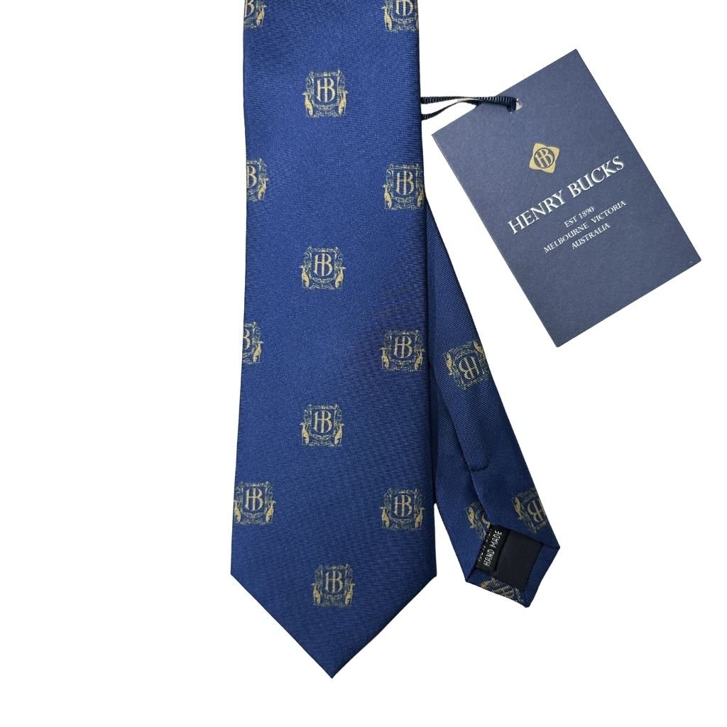 HENRY BUCKS Crest Print Tie NAVY - Henry Bucks