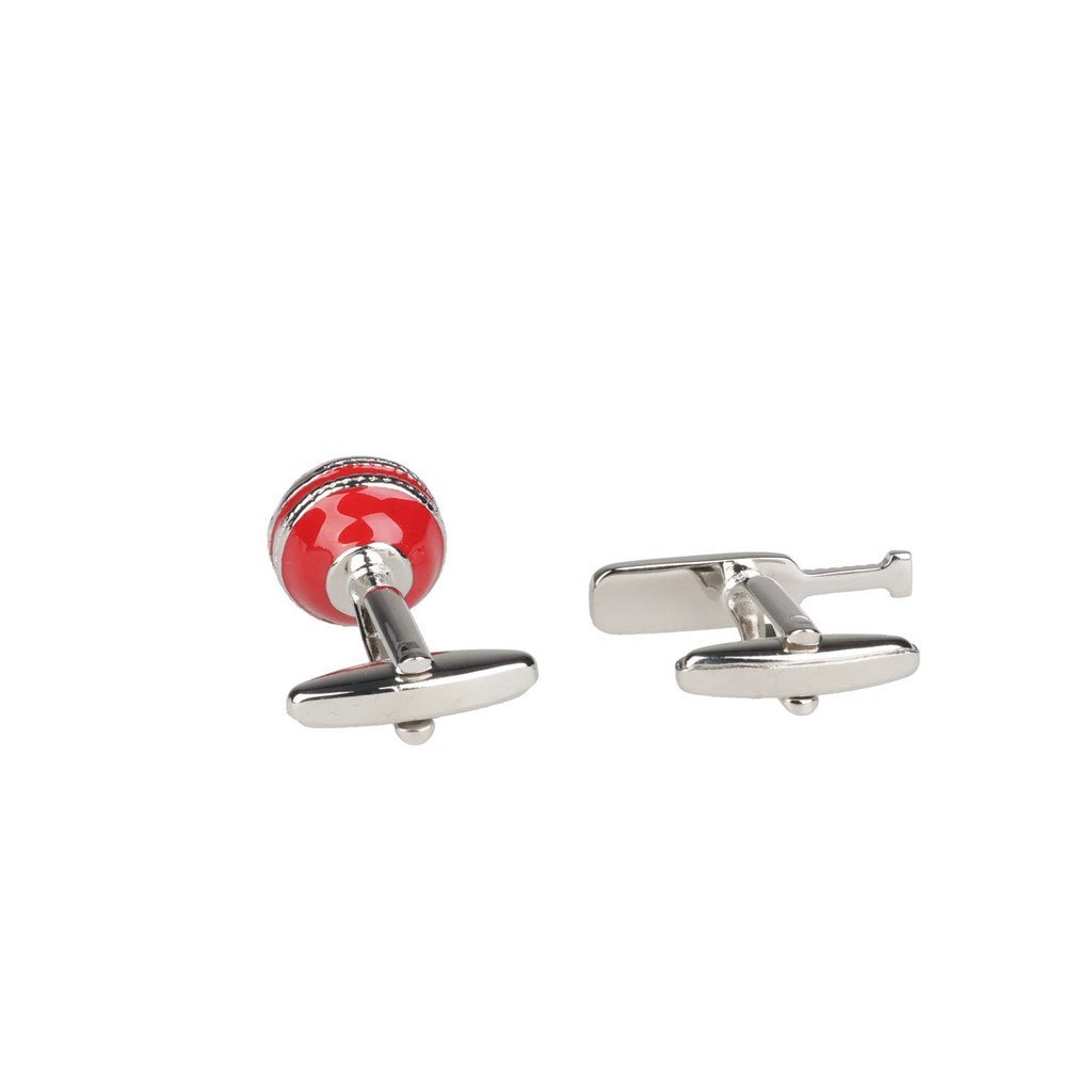 HENRY BUCKS Cricket Cufflink SILVER/RED - Henry Bucks