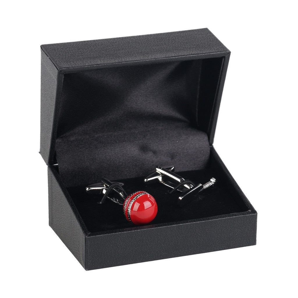 HENRY BUCKS Cricket Cufflink SILVER/RED - Henry Bucks