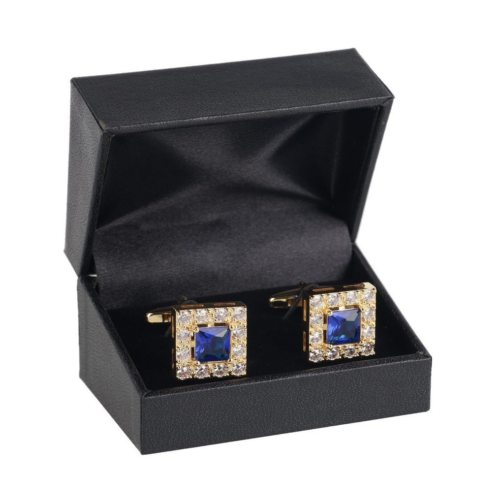 HENRY BUCKS Gold Stud Cufflink GOLD/BLUE - Henry Bucks
