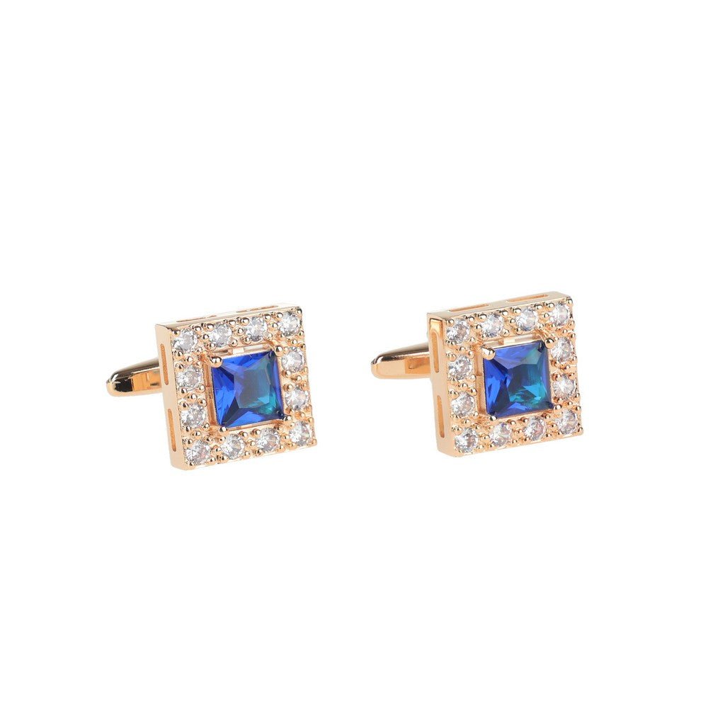 HENRY BUCKS Gold Stud Cufflink GOLD/BLUE - Henry Bucks