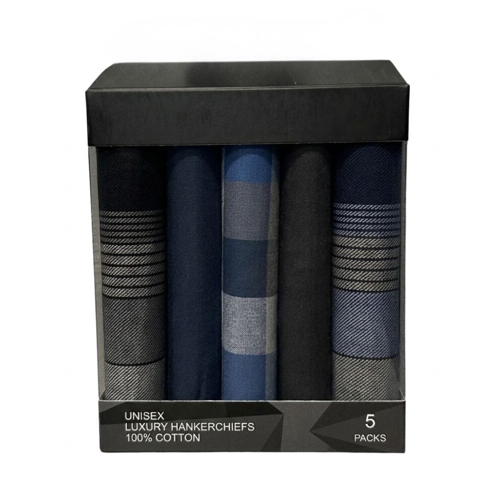 HENRY BUCKS Luxury Cotton Hankerchiefs 5 Pack MULTI - Henry Bucks