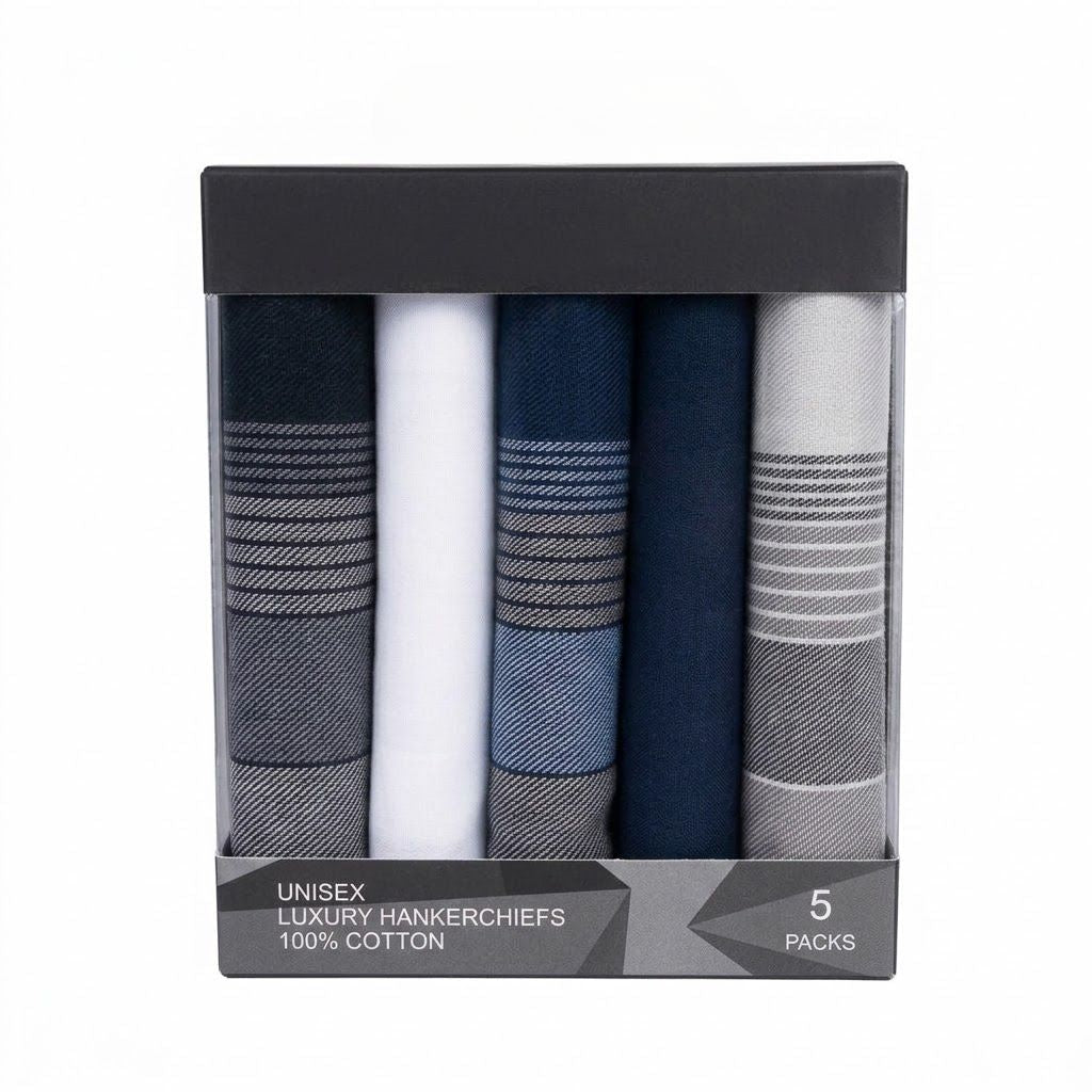 HENRY BUCKS Luxury Cotton Hankerchiefs 5 Pack MULTI - Henry Bucks