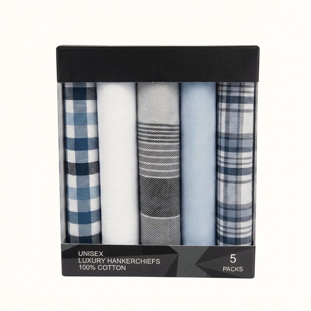 HENRY BUCKS Luxury Cotton Hankerchiefs 5 Pack MULTI - Henry Bucks