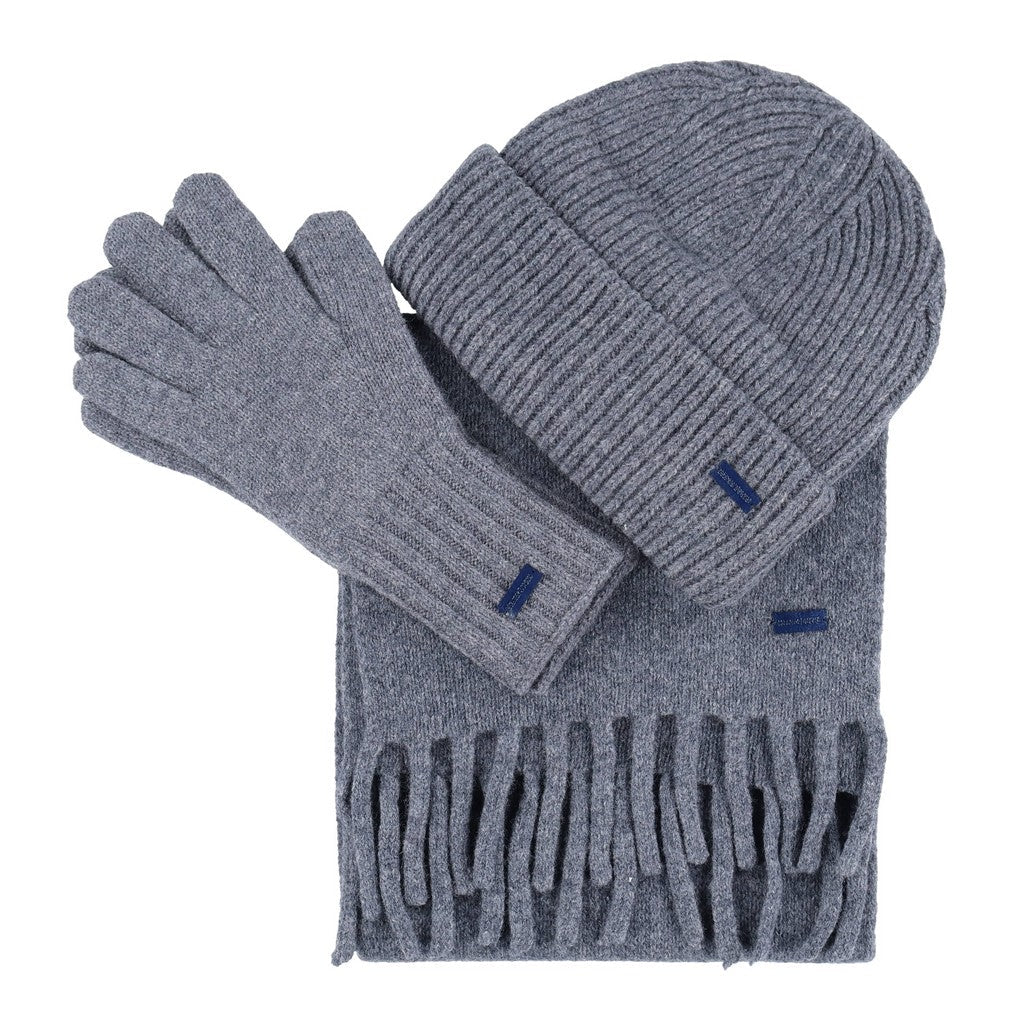 HENRY BUCKS Merino Wool Beanie Gloves & Scarf Set GREY - Henry Bucks