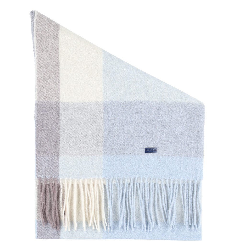 HENRY BUCKS Merino Wool Check Scarf BLUE MULTI - Henry Bucks