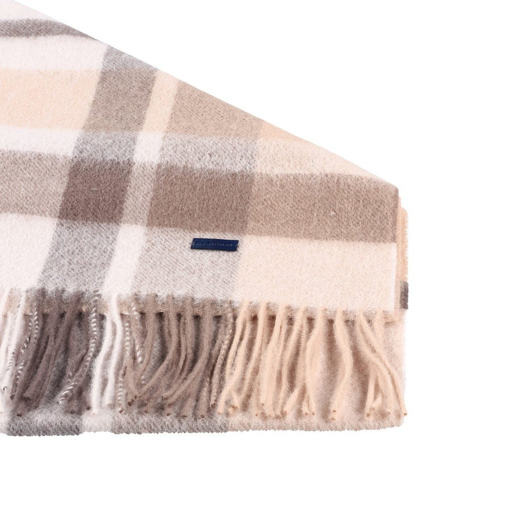 HENRY BUCKS Merino Wool Check Scarf BROWN MULTI - Henry Bucks