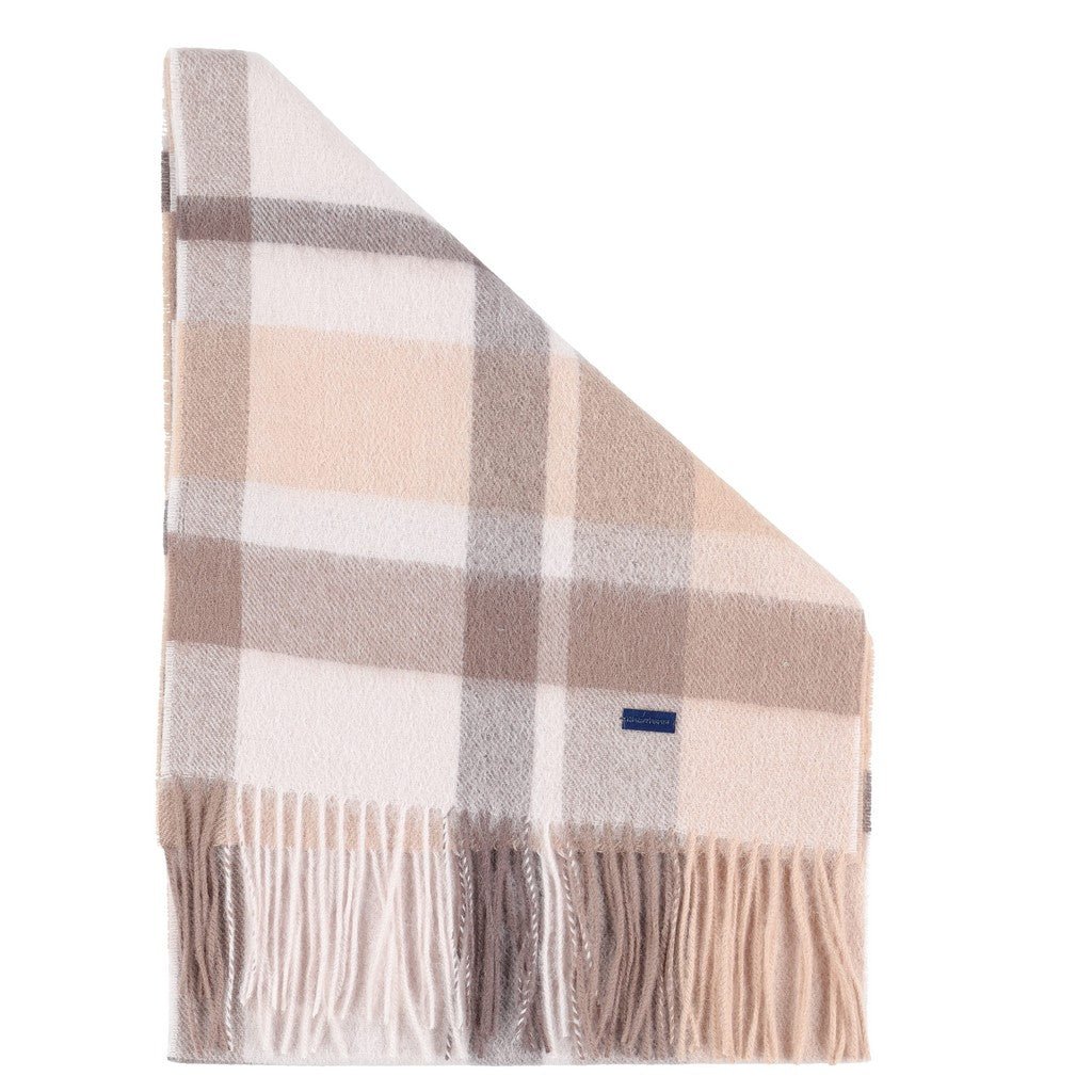 HENRY BUCKS Merino Wool Check Scarf BROWN MULTI - Henry Bucks