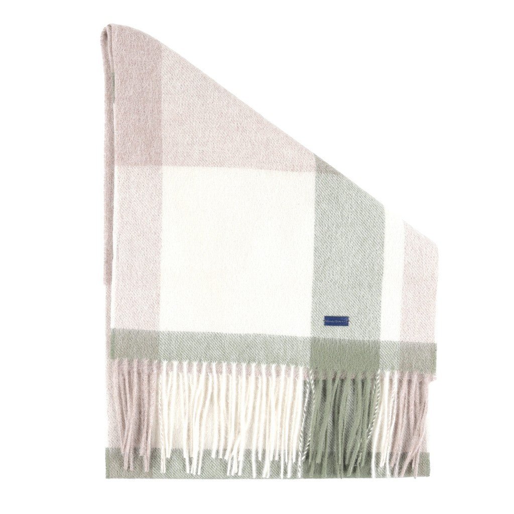HENRY BUCKS Merino Wool Check Scarf GREEN MULTI - Henry Bucks