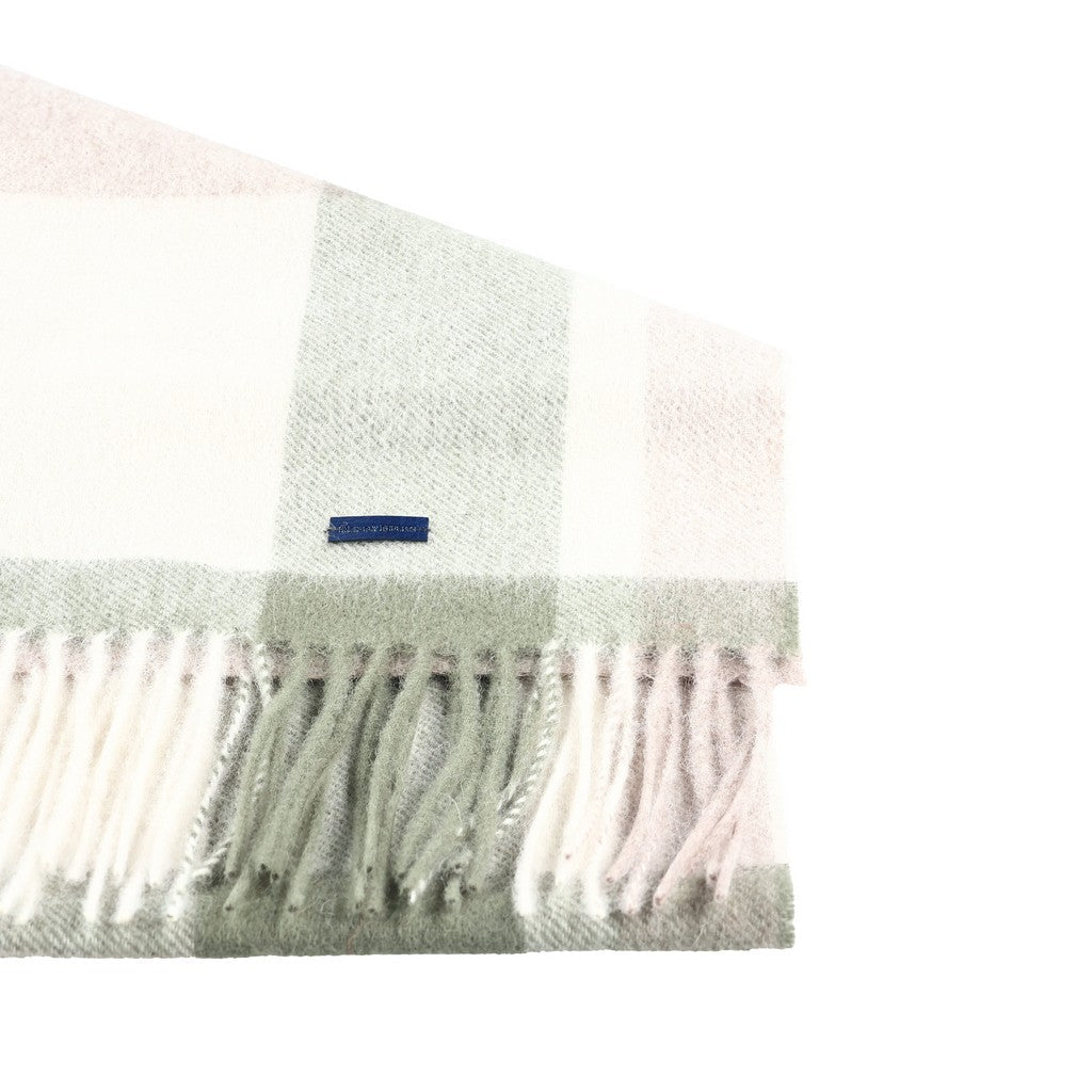 HENRY BUCKS Merino Wool Check Scarf GREEN MULTI - Henry Bucks