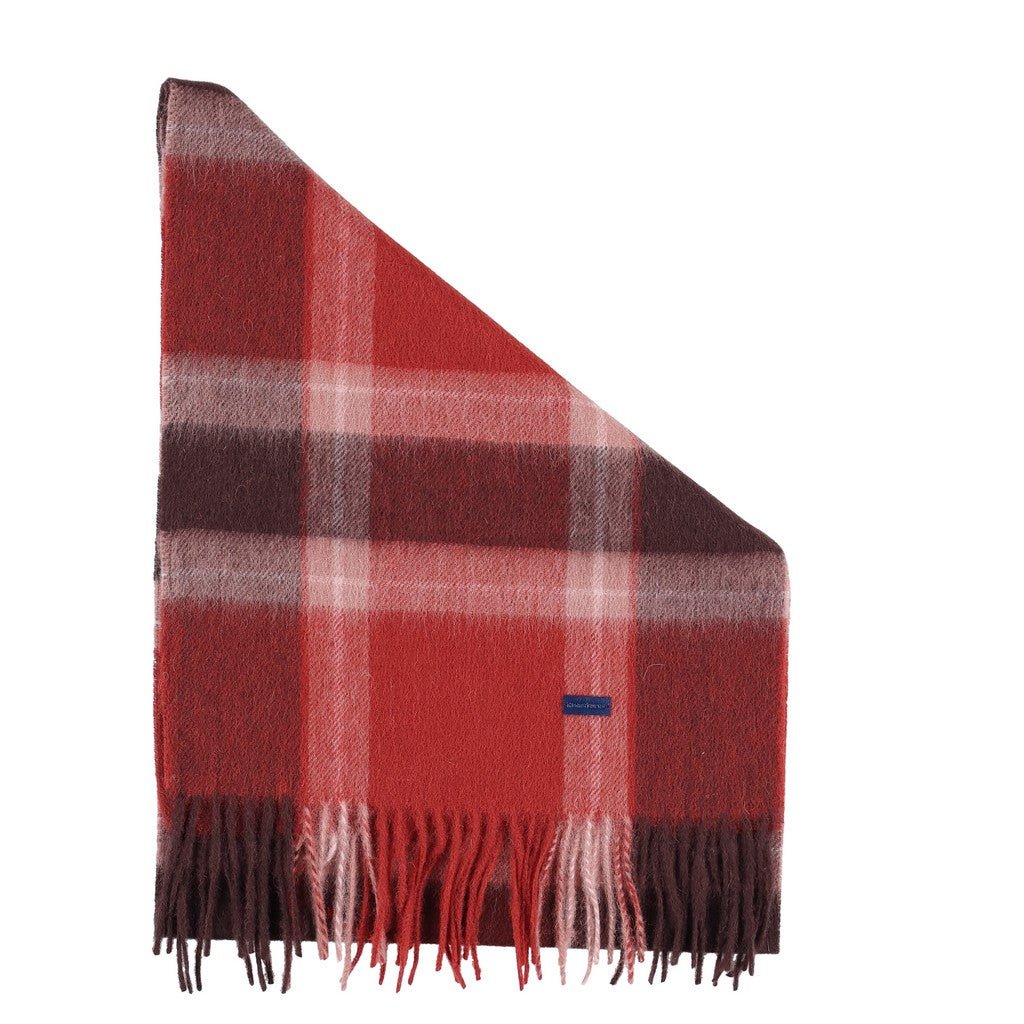 HENRY BUCKS Merino Wool Check Scarf RED MULTI - Henry Bucks