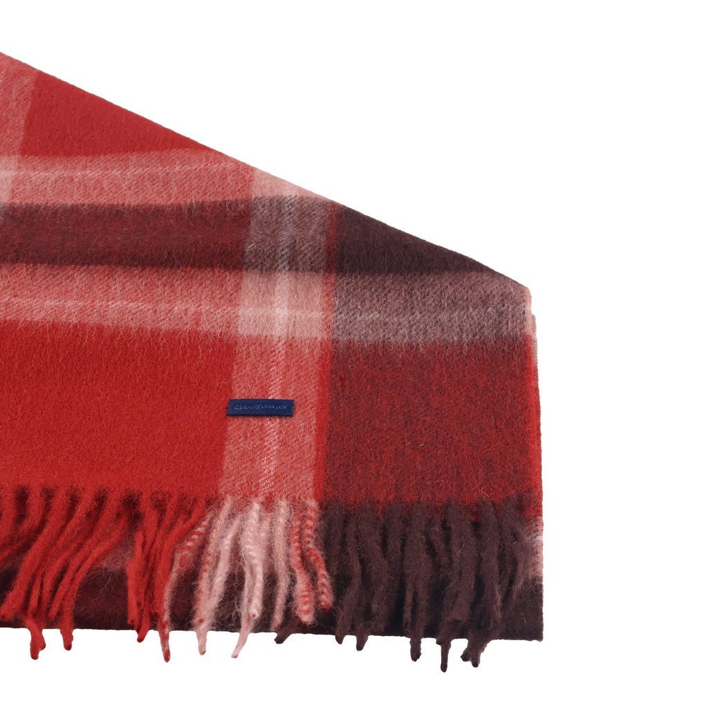 HENRY BUCKS Merino Wool Check Scarf RED MULTI - Henry Bucks
