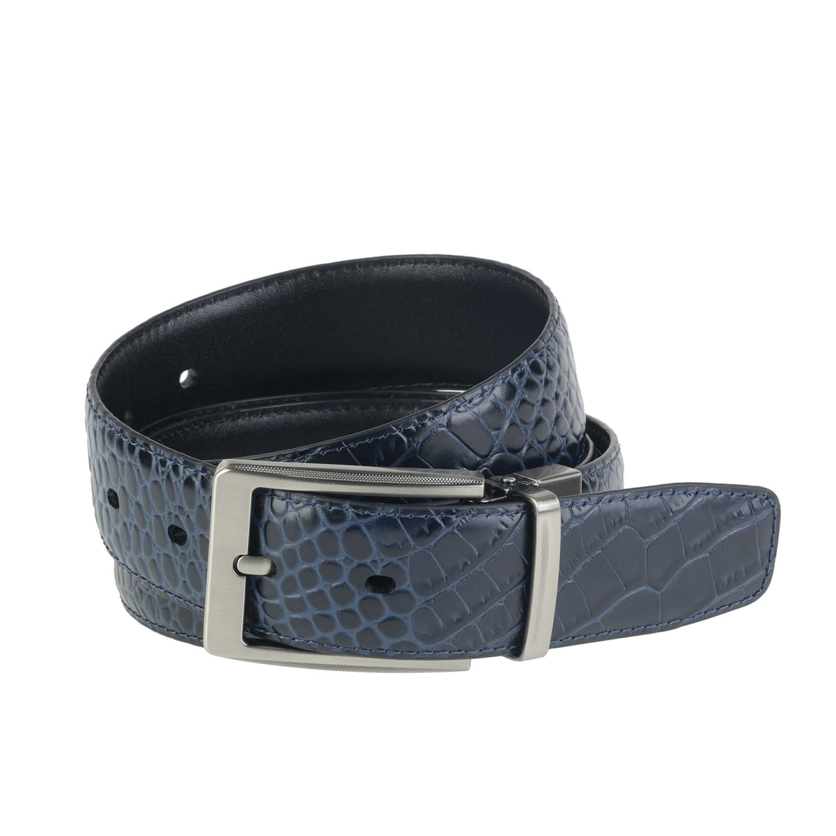 HENRY BUCKS Mock Crocodile Belt NAVY - Henry Bucks