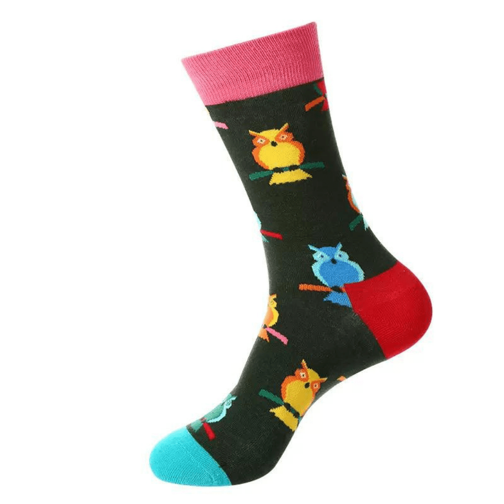 HENRY BUCKS Novelty Cotton Socks BLACK OWL - Henry Bucks