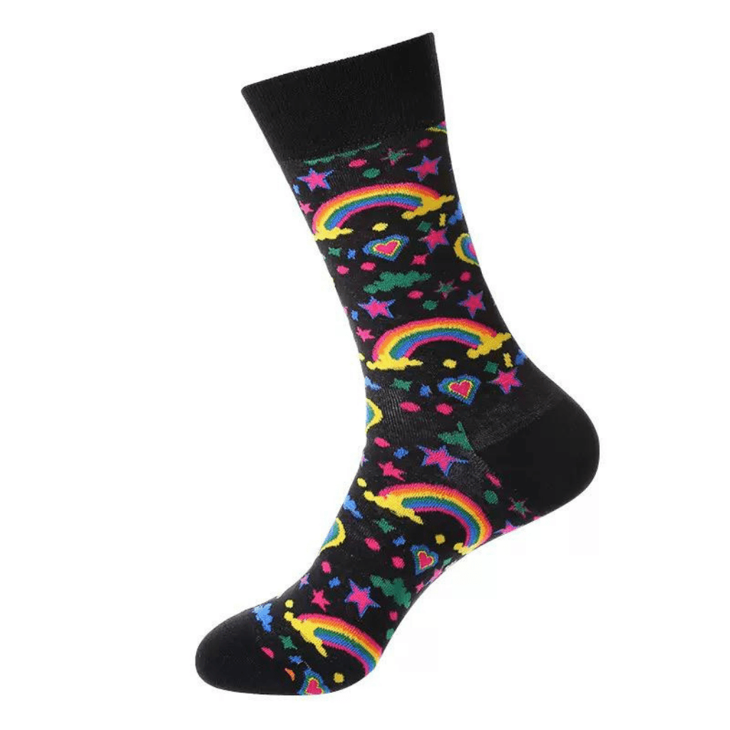 HENRY BUCKS Novelty Cotton Socks BLACK RAINBOW - Henry Bucks