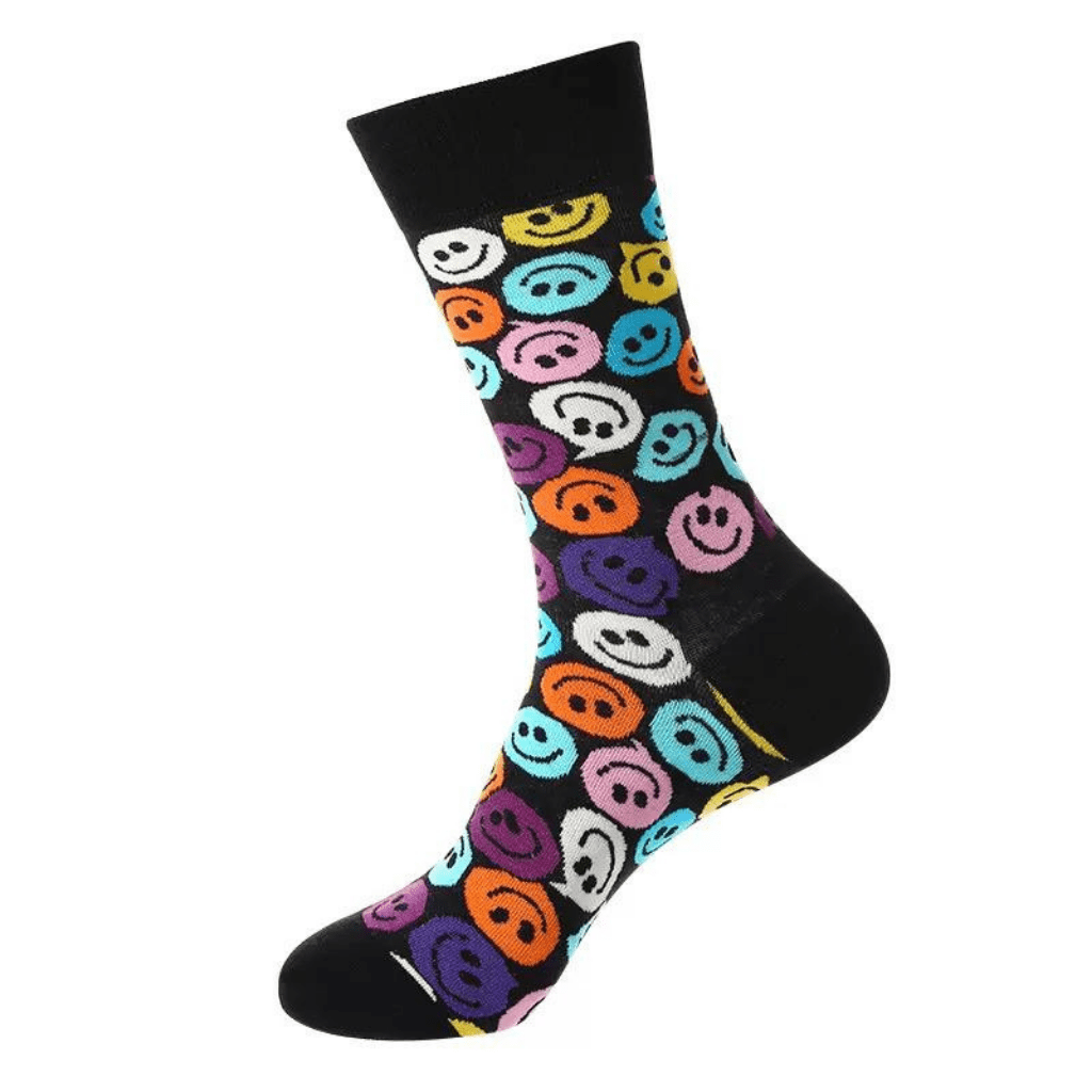 HENRY BUCKS Novelty Cotton Socks BLACK SMILEY - Henry Bucks