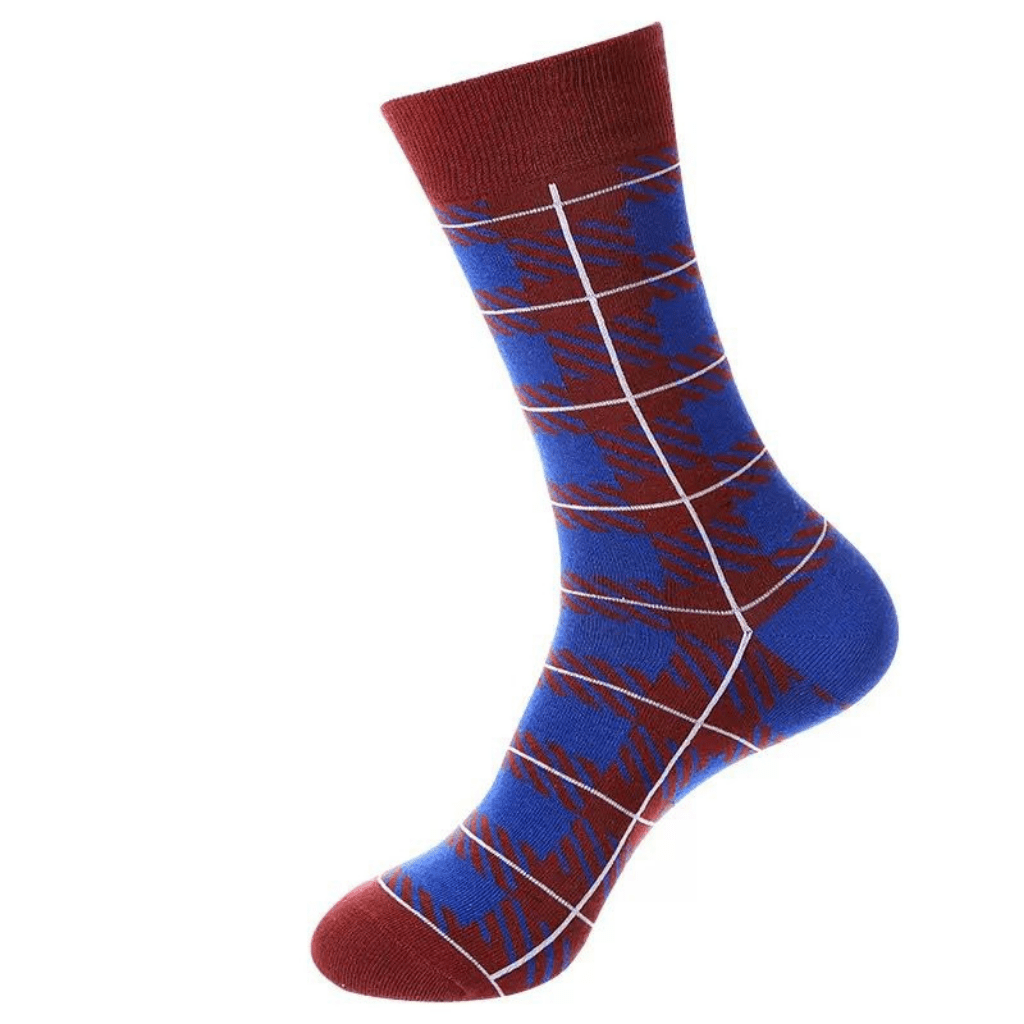 HENRY BUCKS Novelty Cotton Socks BLUE/BURGUNDY - Henry Bucks