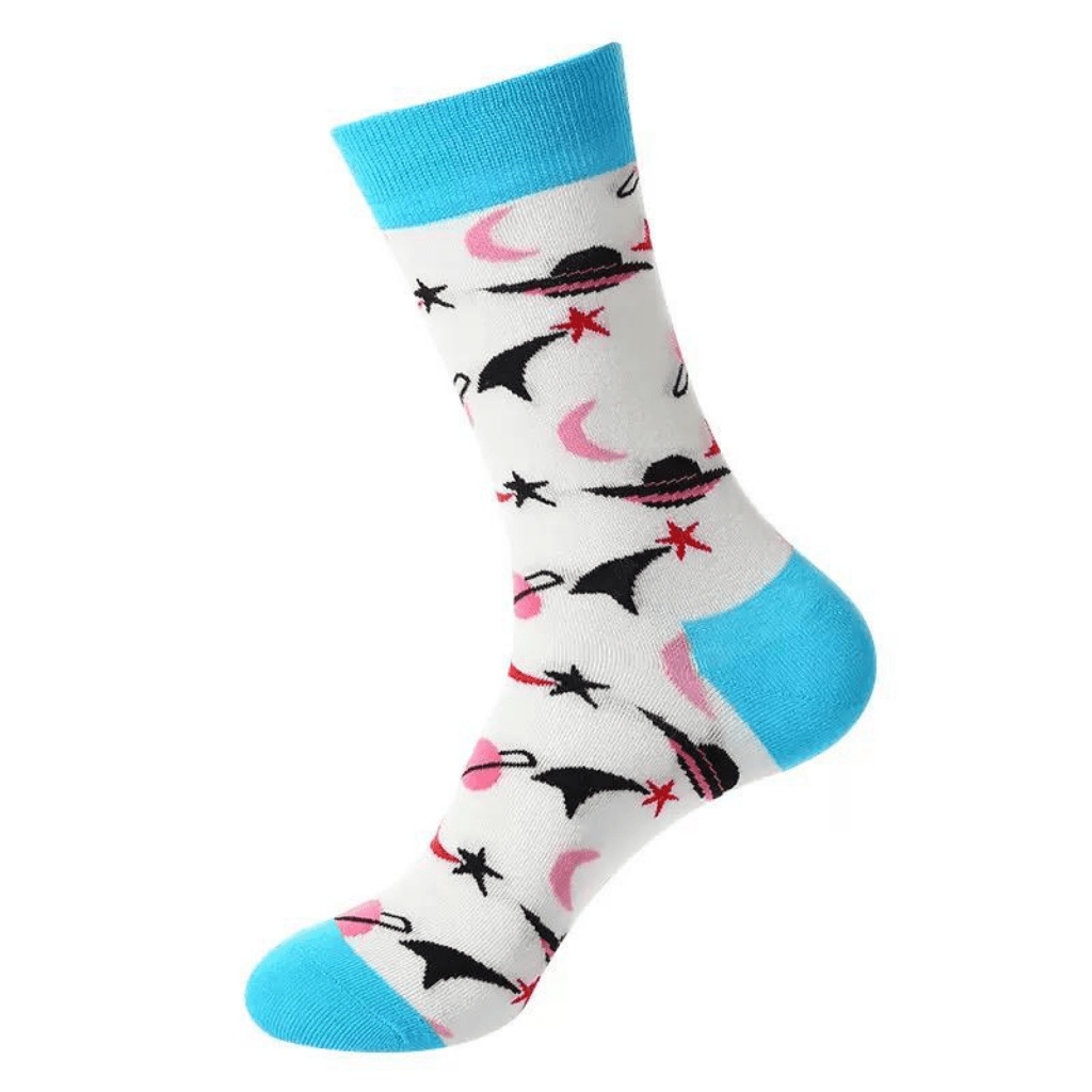 HENRY BUCKS Novelty Cotton Socks WHITE/BLUE - Henry Bucks